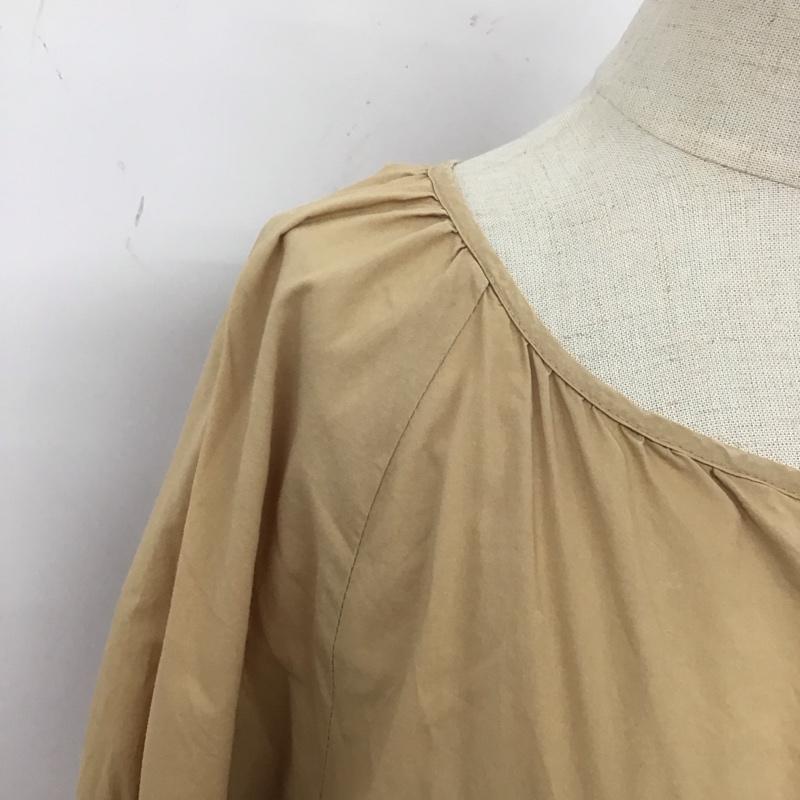 ダブルクローゼット w closet ワンピース ロングスカート 長袖シャツワンピース ノーカラーシャツワンピース ロングワンピース フレアスカート ワンポイント 茶 / ブラウン /  レディース USED 古着 中古 10113822