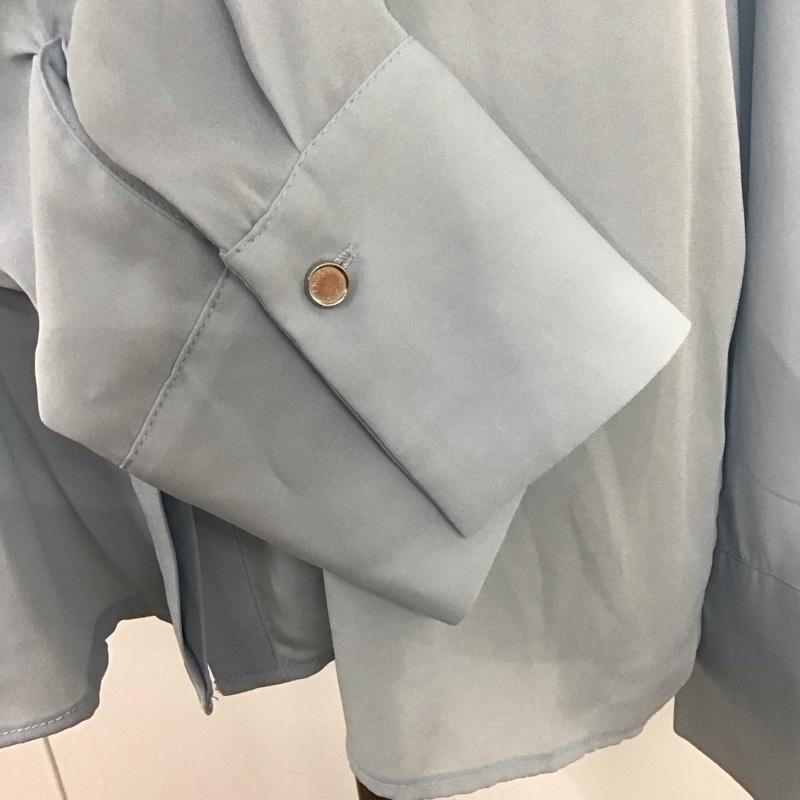 ザラ ZARA シャツ、ブラウス 長袖 スタッズ ワークシャツ S 無地 水色 / ライトブルー /  レディース USED 古着 中古 10120061