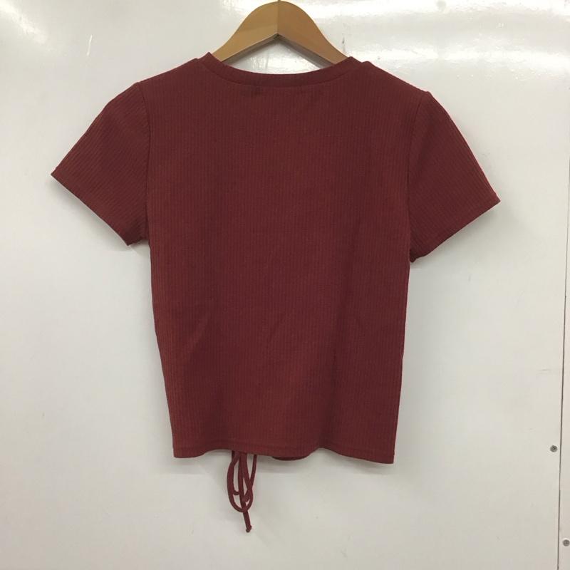 スライ SLY カットソー 半袖 030EAA80-0170 CURVEDSHIRRINGトップス 半袖カットソー FREE 無地 えんじ / ワインレッド /  レディース USED 古着 中古 10135790