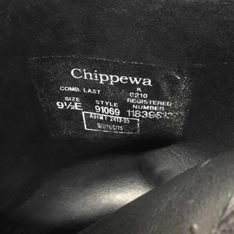 チペワ Chippewa ブーツ エンジニアブーツ 91069 スウェード 9 1/2 9.5 US：9.5 ロゴ、文字 黒 / ブラック /  メンズ USED 古着 中古 10106885