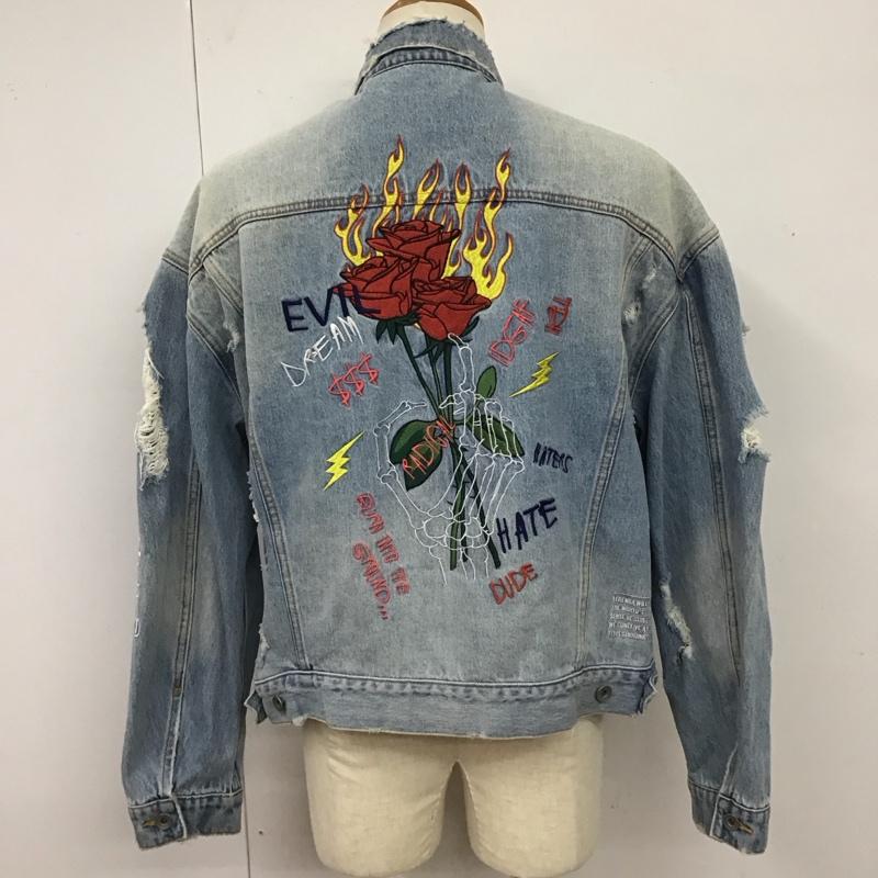 レジェンダ LEGENDA ジャケット、上着 ジャケット、ブレザー lej200 GraffitiRoseEmbroidery デニムジャケット Gジャン FREE プリント インディゴ / インディゴ /  メンズ USED 古着 中古 10116413