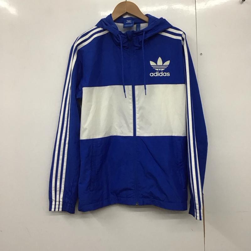 アディダス adidas ジャケット、上着 ジャンパー、ブルゾン bk5938 ナイロンジャケット CLFNWINDBREAKER ジップアップジャケット L ロゴ、文字 白 / ホワイト / X 青 / ブルー /  メンズ USED 古着 中古 10140490