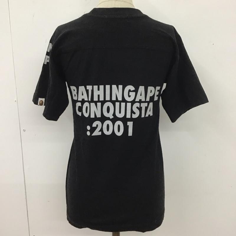 アベイシングエイプ A BATHING APE Tシャツ 半袖 クルーネック XS ロゴ、文字 黒 / ブラック /  メンズ USED 古着 中古 10113030