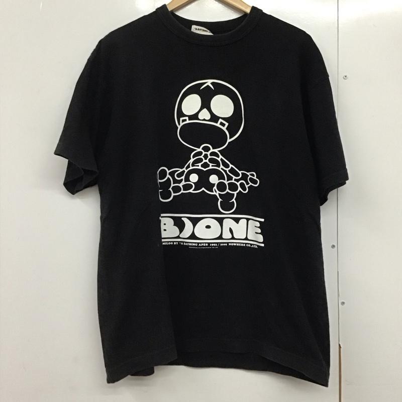 アベイシングエイプ A BATHING APE Tシャツ 半袖 半袖カットソー プリントTシャツ クルーネックカットソー プリント 黒 / ブラック /  メンズ USED 古着 中古 10142629