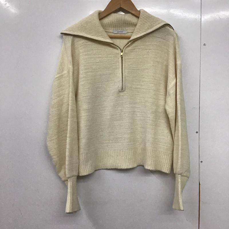 ジーナシス JEANASIS ニット、セーター 長袖 長袖ニット ジップアップ セーラーカラー セーター FREE 無地 アイボリー / アイボリー /  レディース USED 古着 中古 10145432