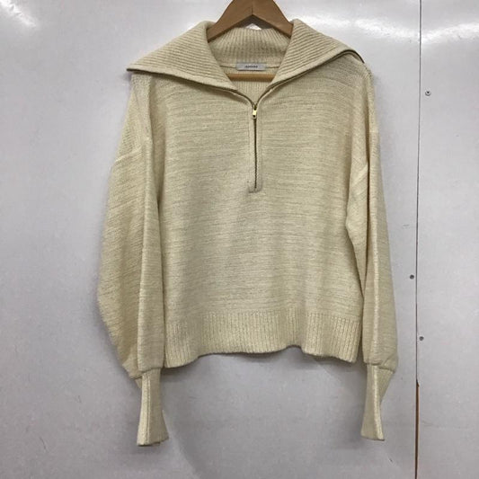 ジーナシス JEANASIS ニット、セーター 長袖 長袖ニット ジップアップ セーラーカラー セーター FREE 無地 アイボリー / アイボリー /  レディース USED 古着 中古 10145432