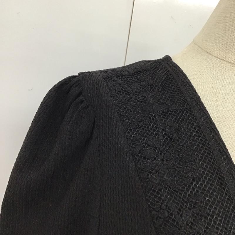 ザラ ZARA ワンピース ロングスカート 5039 945 800 長袖 Vネック S 刺繍 黒 / ブラック /  レディース USED 古着 中古 10115907