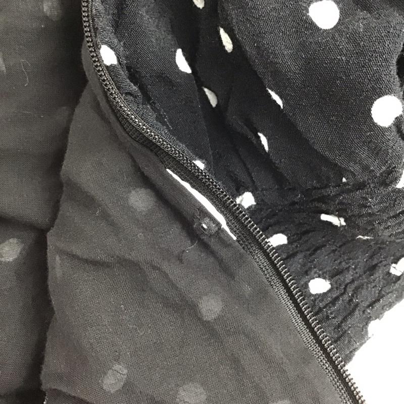 ザラ ZARA カットソー 半袖 スクエアネック クロップド丈 XS ドット 黒 / ブラック / X 白 / ホワイト /  レディース USED 古着 中古 10116698