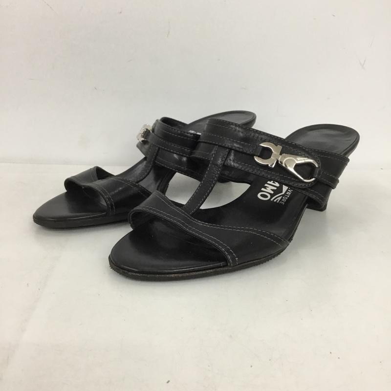 サルヴァトーレフェラガモ Salvatore Ferragamo サンダル サンダル ヒール 無地 黒 / ブラック / X 銀 / シルバー /  レディース USED 古着 中古 10149820