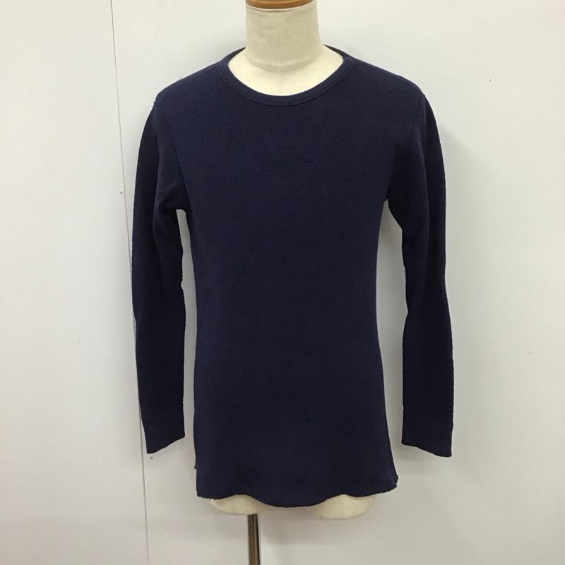 ザリアルマッコイズ THE REAL McCOY S カットソー 長袖 長袖カットソー クルーネックカットソー ロングスリーブカットソー プリントTシャツ 42 無地 紺 / ネイビー /  メンズ USED 古着 中古 10115385