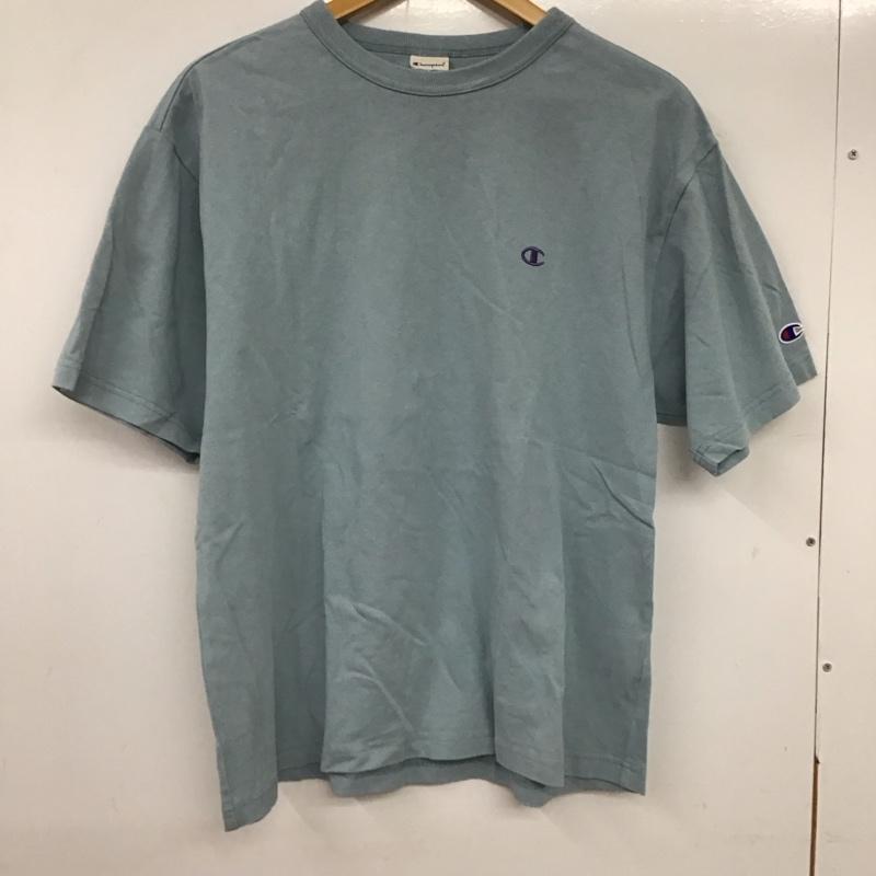 チャンピオン Champion Tシャツ 半袖 C8-V302R プリントTシャツ クルーネックカットソー M ロゴ、文字 水色 / ライトブルー /  メンズ USED 古着 中古 10135739