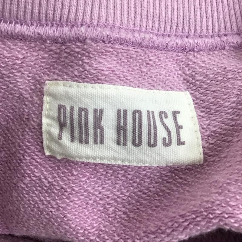 ピンクハウス PINK HOUSE トレーナー 長袖 長袖トレーナー スウェット クルーネック リブスウェットカットソー L ロゴ、文字 桃 / ピンク /  レディース USED 古着 中古 10117315