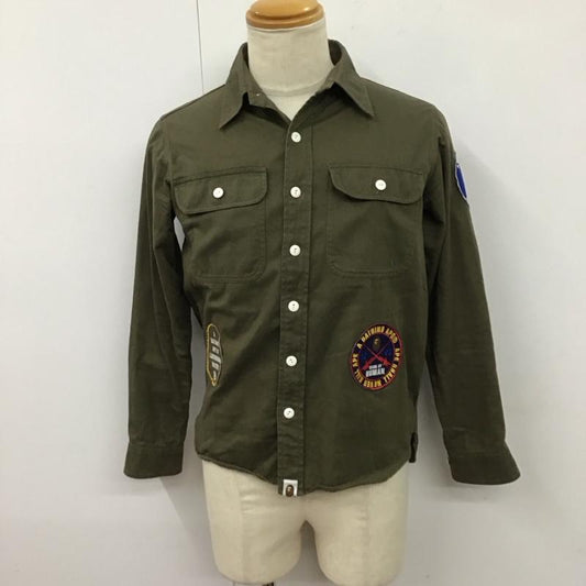 アベイシングエイプ A BATHING APE シャツ、ブラウス 長袖 S 無地 カーキ / カーキ /  メンズ USED 古着 中古 10121844