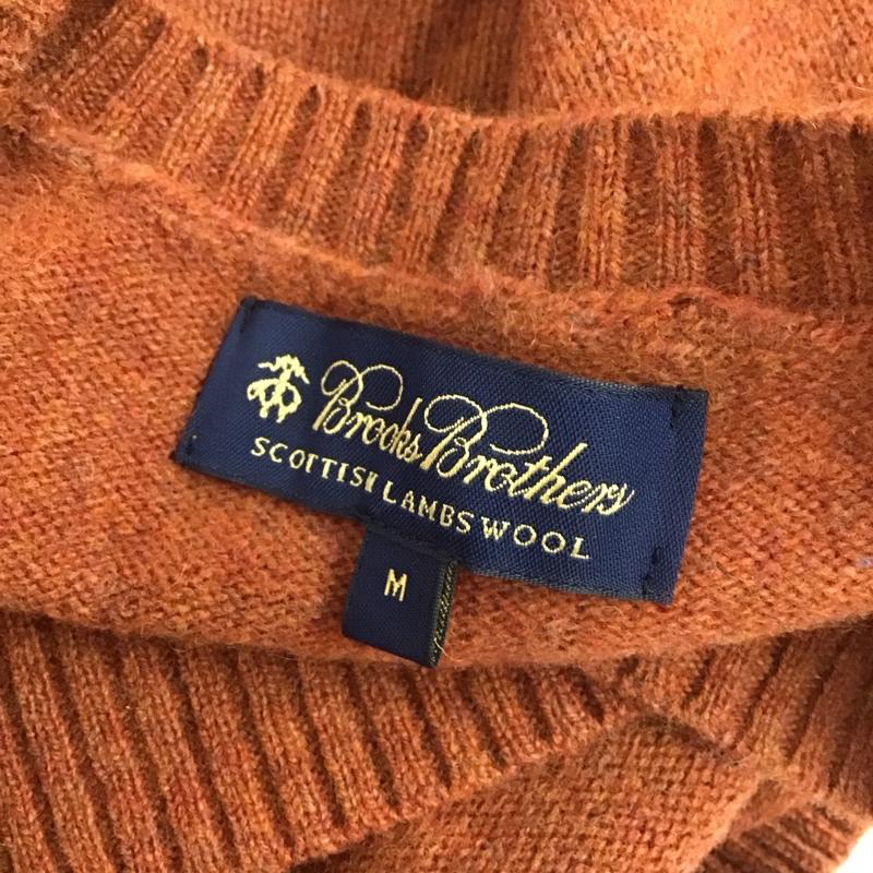 ブルックスブラザーズ BROOKS BROTHERS ニット、セーター 長袖 長袖ニットカットソー ニット セーター Vネックニット M 無地 橙 / オレンジ /  メンズ USED 古着 中古 10112839