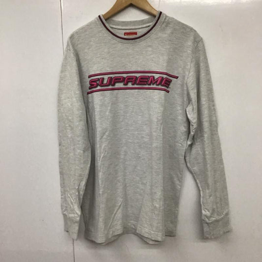 シュプリーム Supreme カットソー 長袖 18ss BevelL/STop 長袖カットソー クルーネックカットソー M ロゴ、文字 灰 / グレー /  メンズ USED 古着 中古 10131533