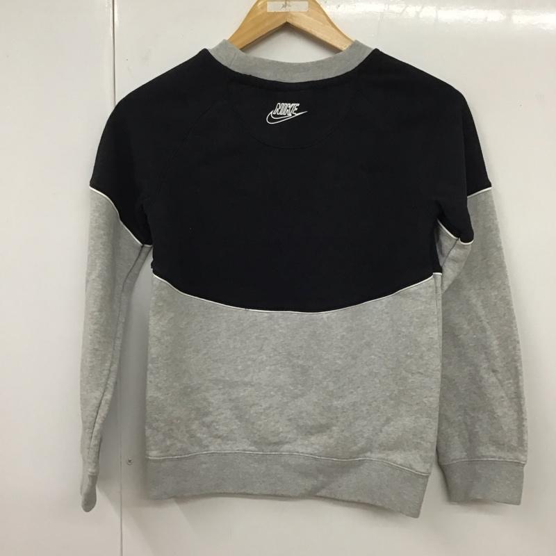 ナイキ NIKE トレーナー 長袖 キッズ スウェット 裏起毛 S ロゴ、文字 黒 / ブラック / X 灰 / グレー /  ボーイズ USED 古着 中古 10117756