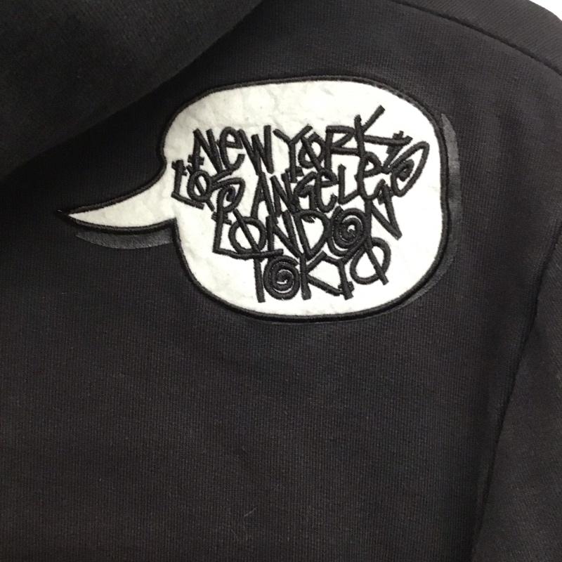 ステューシー STUSSY パーカー 長袖 ジップアップパーカー リバーシブル XL ロゴ、文字 X ドット 黒 / ブラック / X 白 / ホワイト /  メンズ USED 古着 中古 10144856