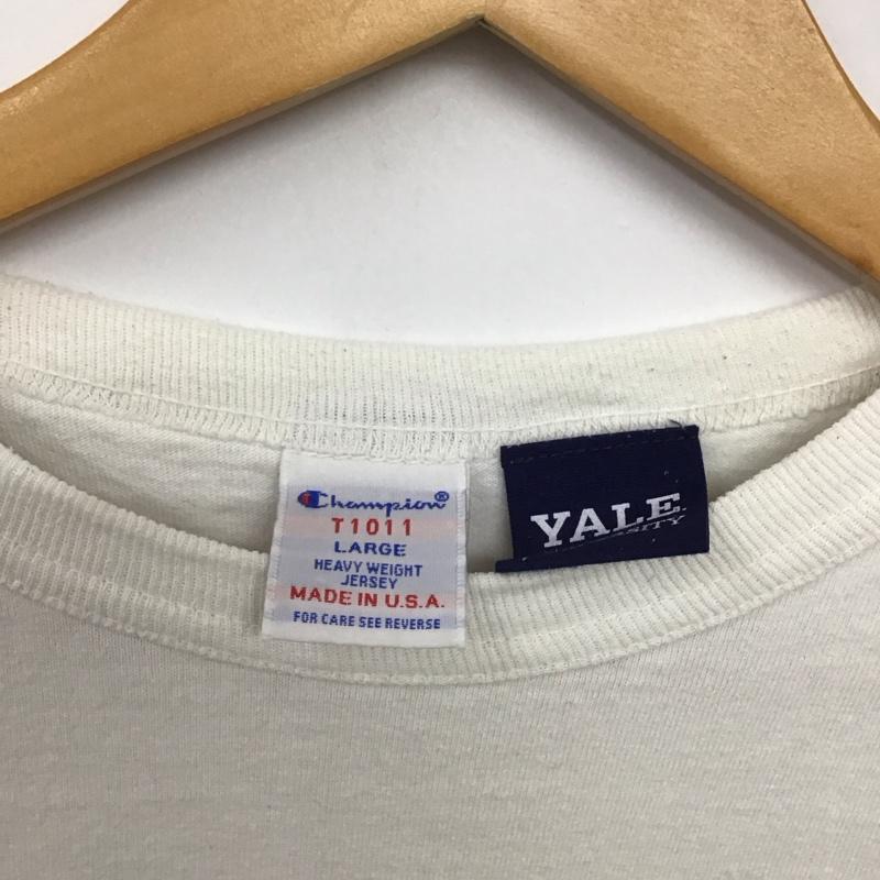 チャンピオン Champion Tシャツ 半袖 半袖カットソー プリントTシャツ クルーネックカットソー L ロゴ、文字 白 / ホワイト /  メンズ USED 古着 中古 10141731