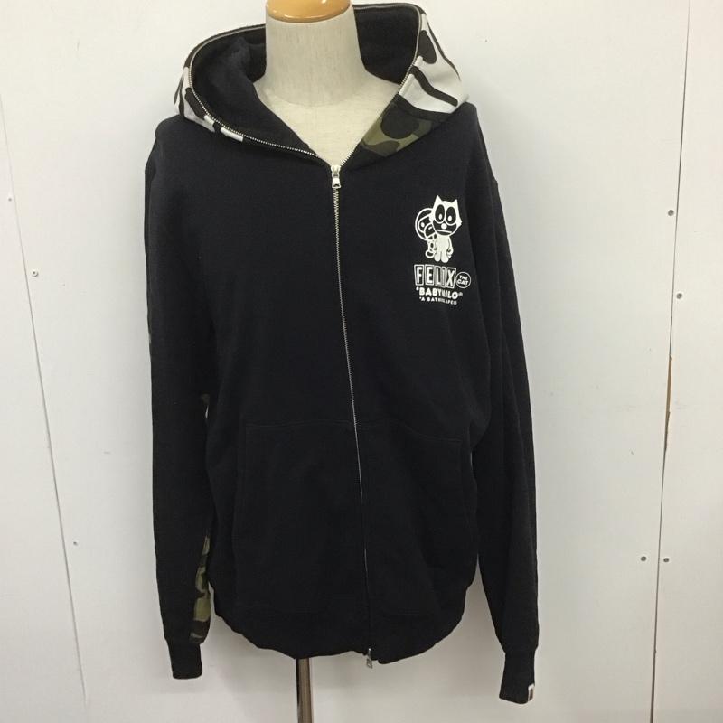 アベイシングエイプ A BATHING APE パーカー 長袖 ジップアップパーカー 長袖パーカー フード付きパーカー felix XXL ロゴ、文字 黒 / ブラック /  メンズ USED 古着 中古 10107400