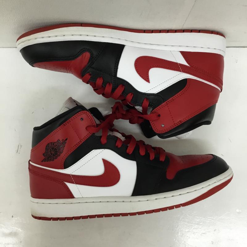 ナイキ NIKE スニーカー スニーカー BQ6472-079 Women s Air Jordan 1 Mid Bred Toe 28.0cm ロゴ、文字 白 / ホワイト / X 黒 / ブラック / X 赤 / レッド /  メンズ USED 古着 中古 10139003