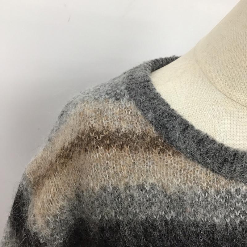 ビューティアンドユース BEAUTY&YOUTH カーディガン 長袖 1628-105-0988 シャギー ショート丈 ボーダー柄 白 / ホワイト / X 灰 / グレー / X ベージュ / ベージュ / X ダークグレー / ダークグレー /  レディース USED 古着 中古 10125820