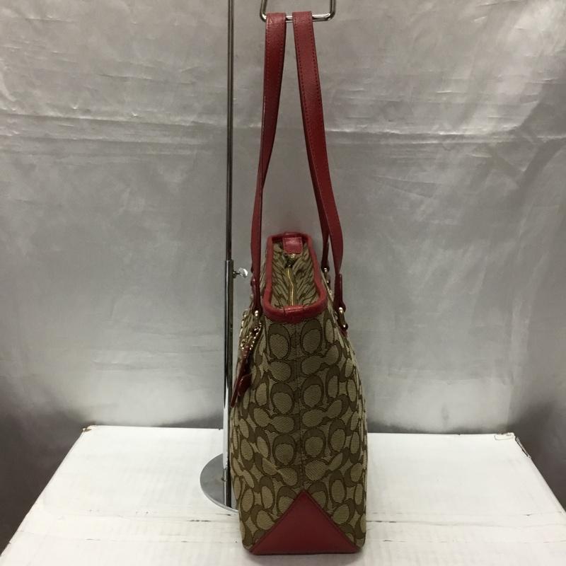 コーチ COACH トートバッグ トートバッグ F55364 シグネチャー ロゴ、文字 赤 / レッド / X ベージュ / ベージュ /  レディース USED 古着 中古 10119192