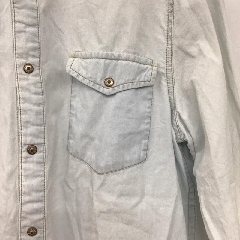 ザラメン ZARA MAN シャツ、ブラウス 長袖 長袖シャツ 無地シャツ ノーカラーシャツ デニムシャツ M 無地 水色 / ライトブルー /  メンズ USED 古着 中古 10145822