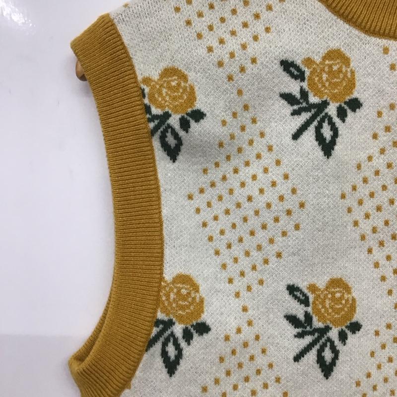 ダブルクローゼット w closet ベスト ベスト 332427 ニットベスト プルオーバー 花柄 黄 / イエロー / X オフホワイト / オフホワイト /  レディース USED 古着 中古 10146411
