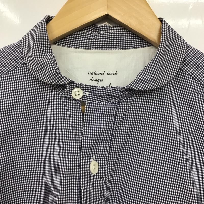 クオドロ quadro シャツ、ブラウス 長袖 長袖シャツ チェックシャツ ノーカラーシャツ 2 チェック 白 / ホワイト / X 青 / ブルー /  メンズ USED 古着 中古 10131766