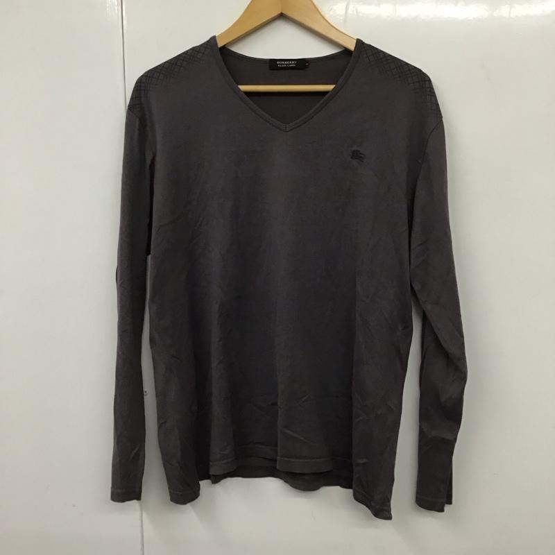 バーバリーブラックレーベル BURBERRY BLACK LABEL カットソー 長袖 長袖カットソー 無地カットソー Vネック 3 ロゴ、文字 灰 / グレー /  メンズ USED 古着 中古 10130845