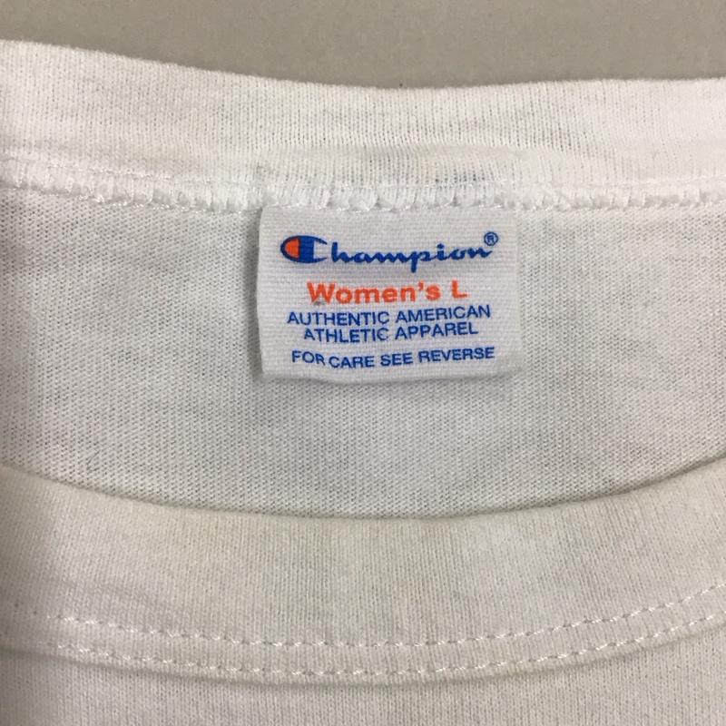 チャンピオン Champion ワンピース ひざ丈スカート CW-P308 カットソーワンピース 半袖 L ロゴ、文字 白 / ホワイト /  レディース USED 古着 中古 10116768