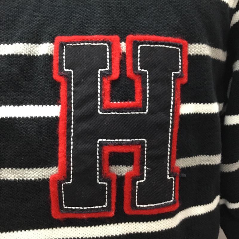 トミーヒルフィガー TOMMY HILFIGER ポロシャツ 半袖 L ロゴ、文字 X ボーダー柄 黒 / ブラック / X 白 / ホワイト /  メンズ USED 古着 中古 10112779