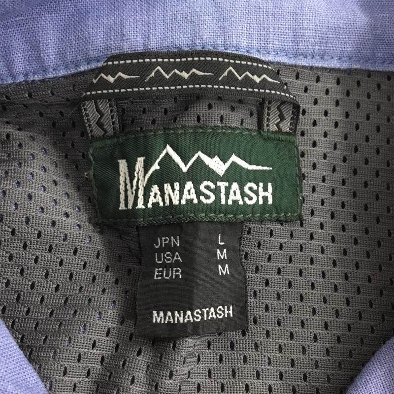 マナスタッシュ MANASTASH シャツ、ブラウス 半袖 7115012 RIVERSHIRT 半袖シャツ ショートスリーブシャツ L ロゴ、文字 青 / ブルー /  メンズ USED 古着 中古 10109987
