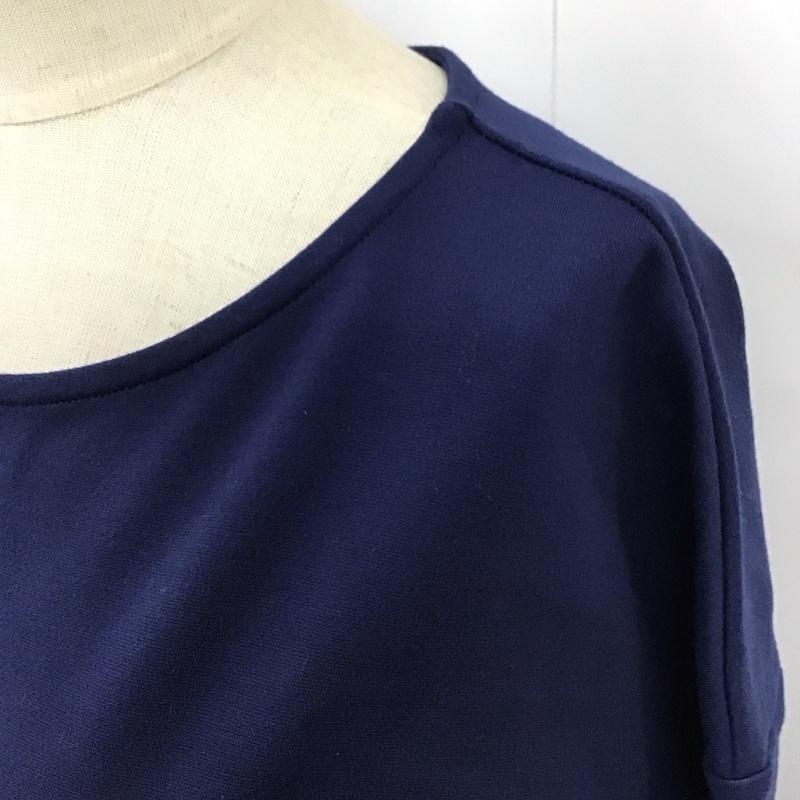 ランズエンド LANDS END ワンピース ロングスカート ロングワンピース 五分丈ロングワンピース クルーネック 無地 紺 / ネイビー /  レディース USED 古着 中古 10115734