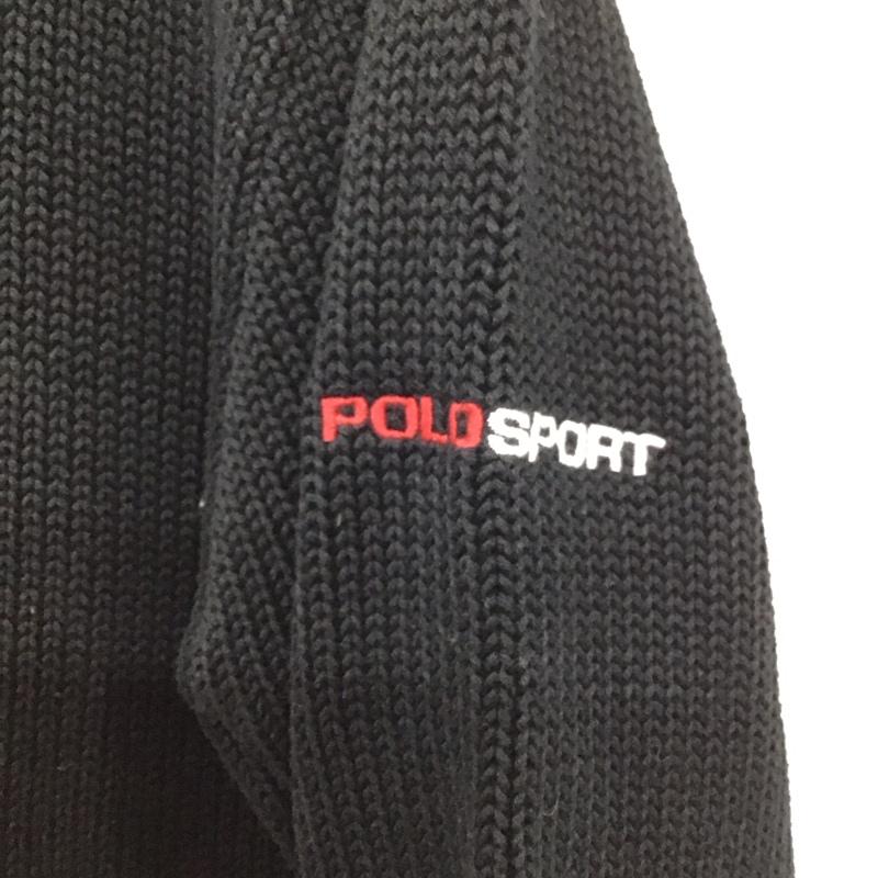 ポロスポーツラルフローレン POLOSPORT ニット、セーター 長袖 長袖ニットカットソー スタンドカラージップアップネック セーター L ロゴ、文字 黒 / ブラック /  メンズ USED 古着 中古 10140269