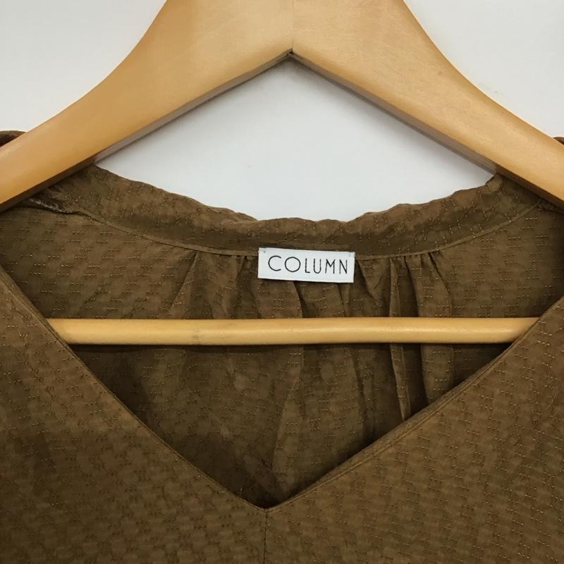 コラム COLUMN シャツ、ブラウス 長袖 21-140-10-010002 ボウタイブラウス 38 無地 茶 / ブラウン /  レディース USED 古着 中古 10141571