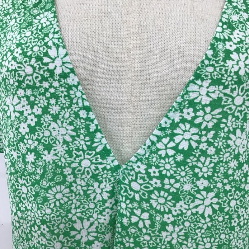 ザラ ZARA ワンピース ロングスカート 半袖ロングワンピース カジュアルワンピース フレアスカート S 総柄 X 花柄 白 / ホワイト / X 緑 / グリーン /  レディース USED 古着 中古 10112120