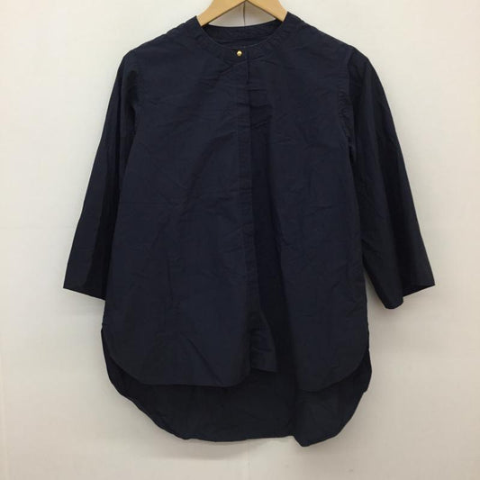 オキラク OKIRAKU シャツ、ブラウス 七分袖 FREE 無地 紺 / ネイビー /  レディース USED 古着 中古 10139193