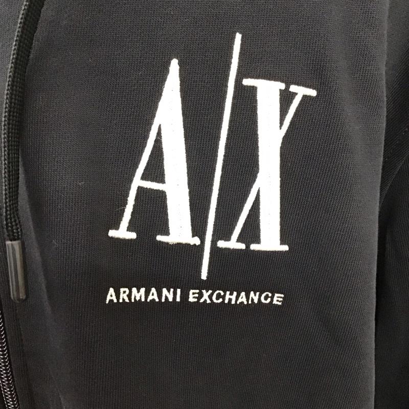 アルマーニエクスチェンジ A/X ARMANIEXCHANGE パーカー 長袖 ジップアップパーカー 長袖パーカー フード付きパーカー L ロゴ、文字 黒 / ブラック /  メンズ USED 古着 中古 10119456