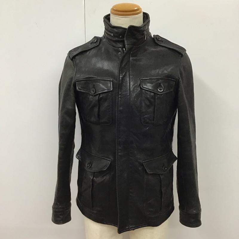 ポールスミス Paul Smith ジャケット、上着 レザージャケット ラムレザージャケット カラージャケット ジップアップジャケット M 無地 黒 / ブラック /  メンズ USED 古着 中古 10118287