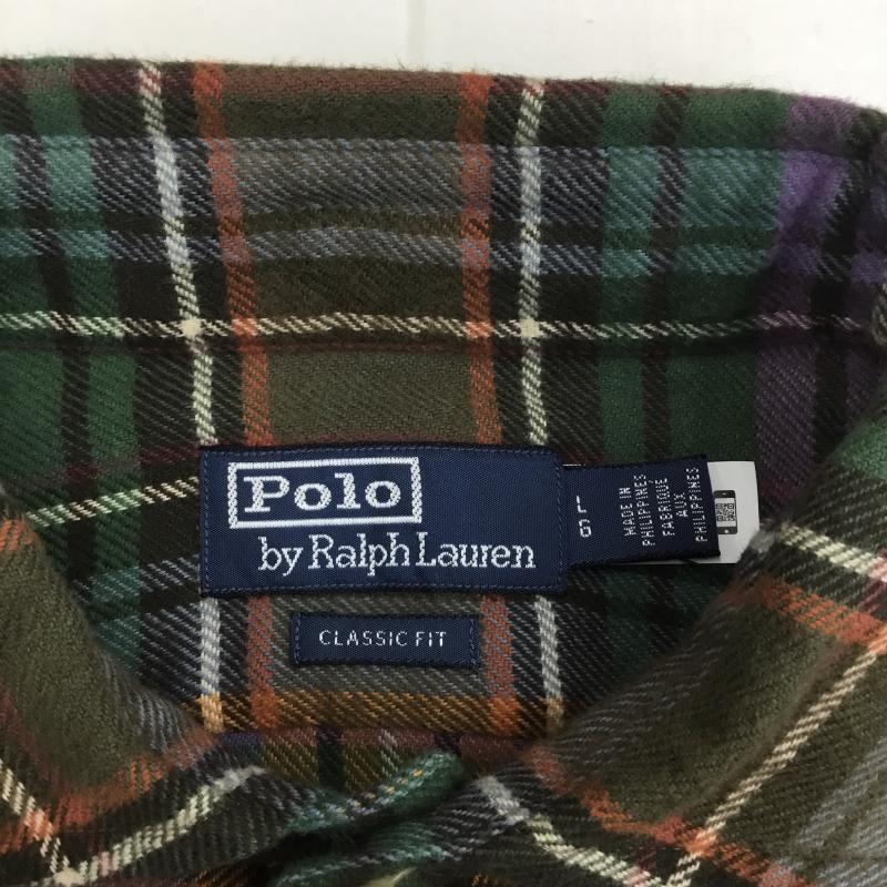 ポロラルフローレン POLO RALPH LAUREN シャツ、ブラウス 長袖 L チェック 茶 / ブラウン / X 橙 / オレンジ / X 緑 / グリーン / X 紫 / パープル /  メンズ USED 古着 中古 10119974
