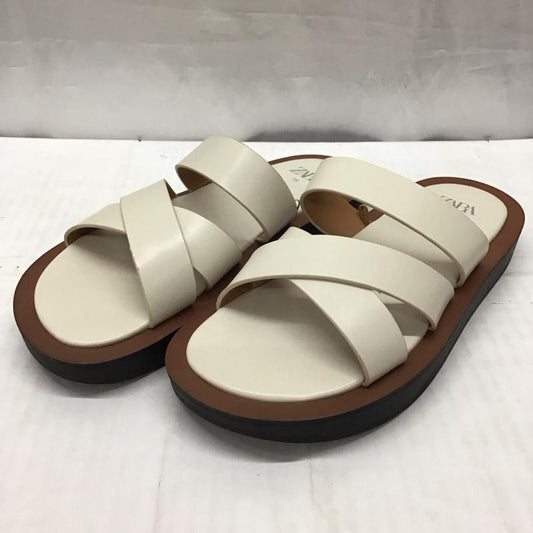 ザラ ZARA サンダル サンダル 3603 910 001 フラットサンダル 38 無地 白 / ホワイト /  レディース USED 古着 中古 10115831