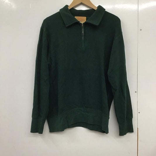 ヘルスニット Healthknit トレーナー 長袖 長袖スウェット ジップカラーネック スウェットカットソー L 無地 緑 / グリーン /  メンズ USED 古着 中古 10132695