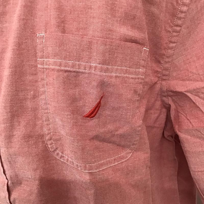 ノーティカ NAUTICA シャツ、ブラウス 長袖 長袖シャツ 無地シャツ カラーシャツ ボタンダウンシャツ XL ロゴ、文字 赤 / レッド /  メンズ USED 古着 中古 10125062