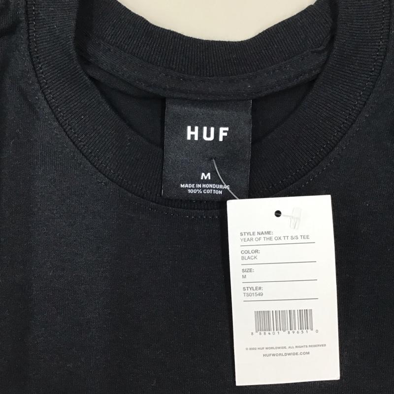 ハフ HUF Tシャツ 半袖 半袖カットソー プリントTシャツ クルーネックカットソー M プリント 黒 / ブラック /  メンズ USED 古着 中古 10116579