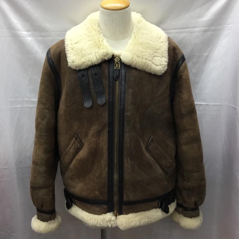 ランズエンド LANDS END ジャケット、上着 レザージャケット レザージャケット ジップアップジャケット ボアジャンパー アウター usa製 B-3ジャケット 42 無地 茶 / ブラウン /  メンズ USED 古着 中古 10111618