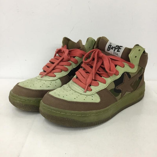 アベイシングエイプ A BATHING APE スニーカー スニーカー 25.5cm ハイカット 25.5cm ロゴ、文字 茶 / ブラウン / X カーキ / カーキ /  メンズ USED 古着 中古 10150431