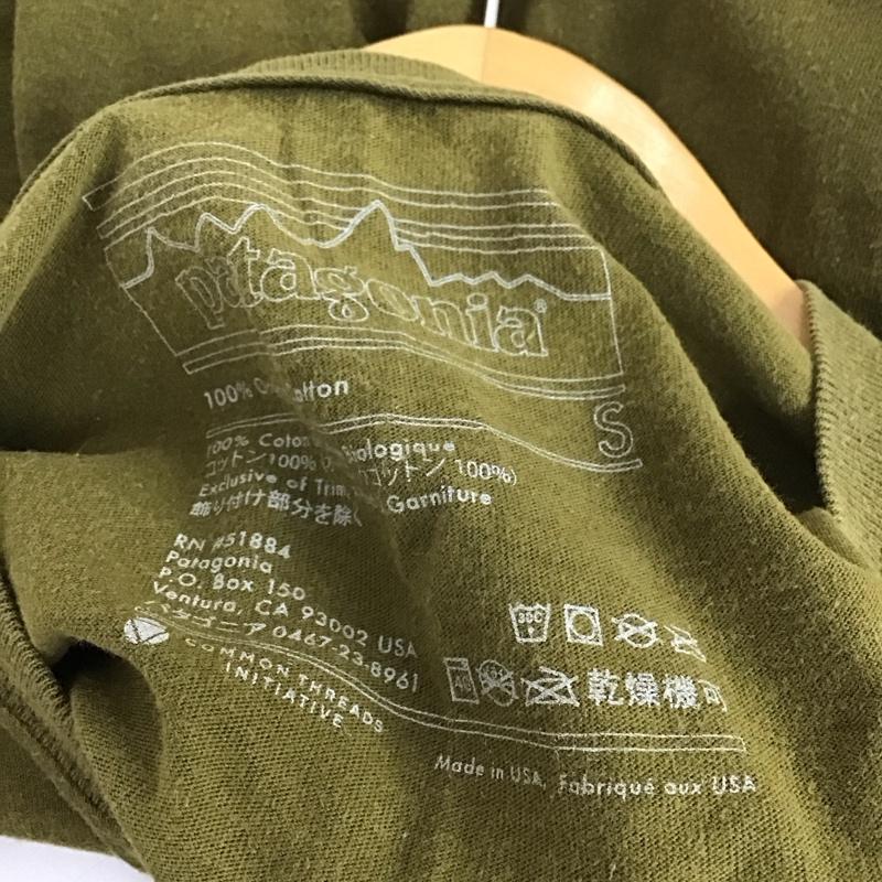 パタゴニア patagonia Tシャツ 半袖 半袖カットソー プリントTシャツ クルーネックカットソー S ロゴ、文字 カーキ / カーキ /  メンズ USED 古着 中古 10130466