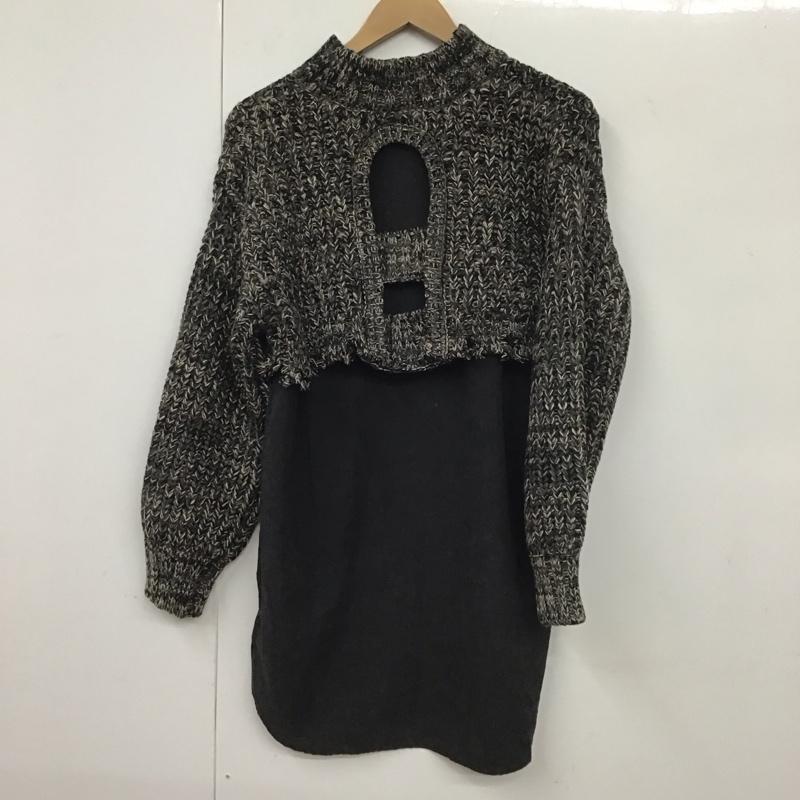ムルーア MURUA ワンピース ミニスカート 012210301501 メランジニットドッキングワンピース 2  黒 / ブラック /  レディース USED 古着 中古 10130969