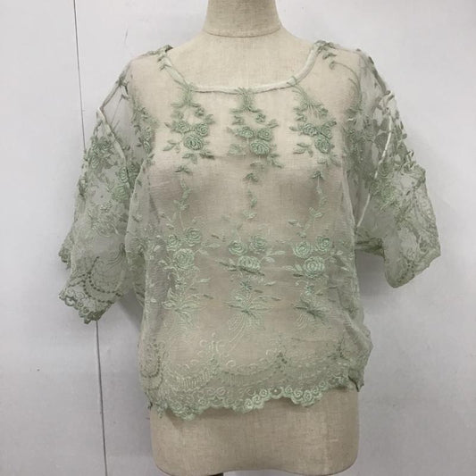 エヴリス EVRIS カットソー 半袖 半袖カットソー 総柄 レースカットソー シースルーカットソー FREE 刺繍 緑 / グリーン /  レディース USED 古着 中古 10103915